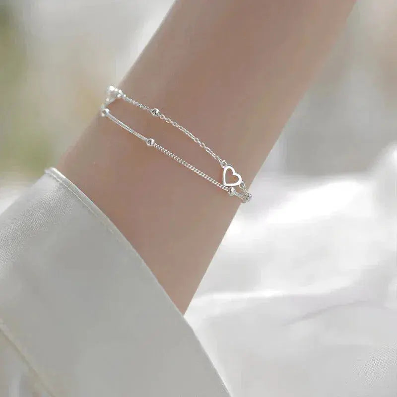 Adjustable Heart Silver Bracelet