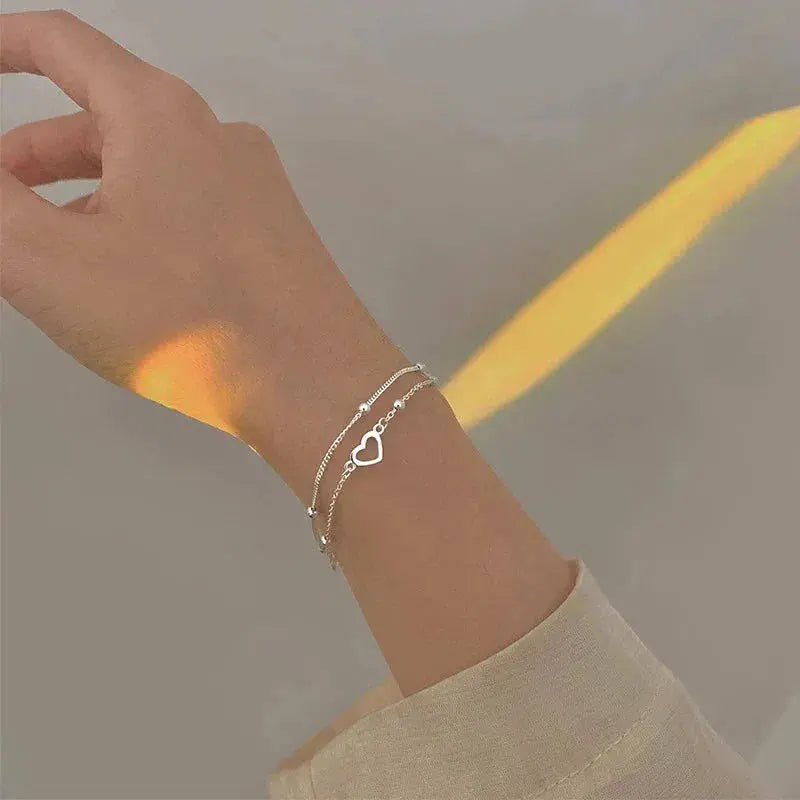 Adjustable Heart Silver Bracelet