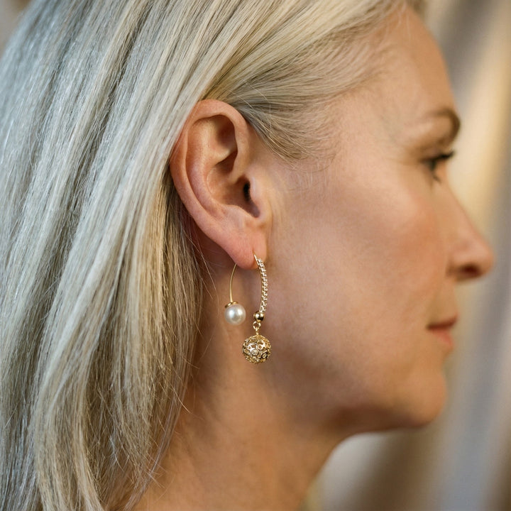 Classic Gold and Pearl Drop Earrings