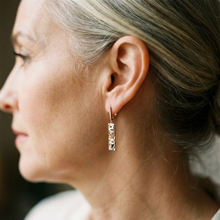 Chic Gold and Silver Rectangular Earrings