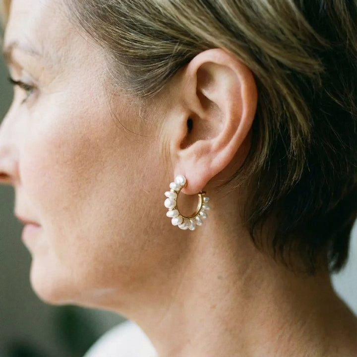 Vintage Pearl Hoop Earrings