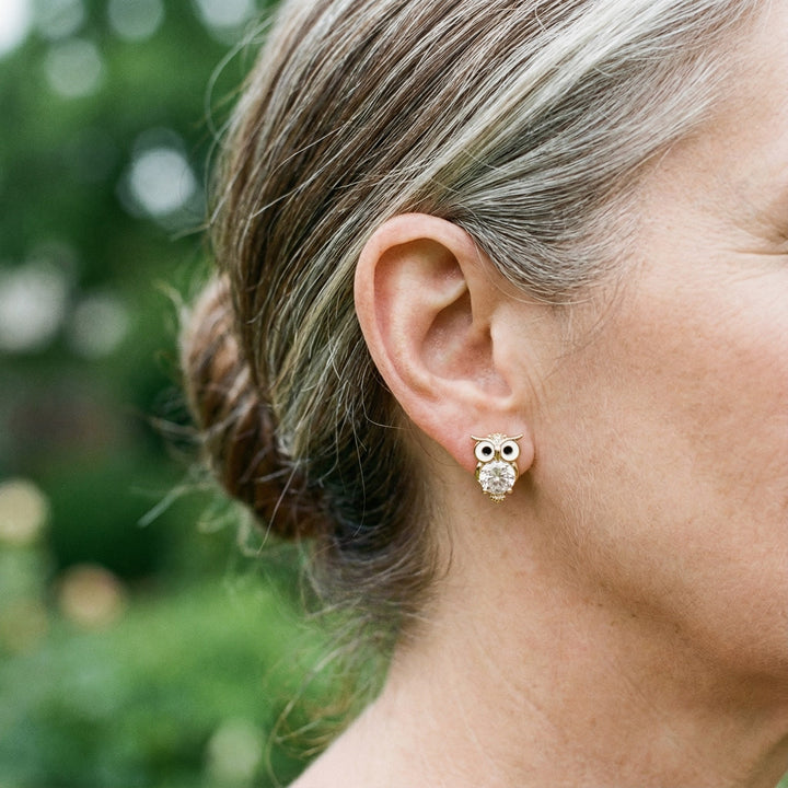Crystal Vintage Owl Earrings