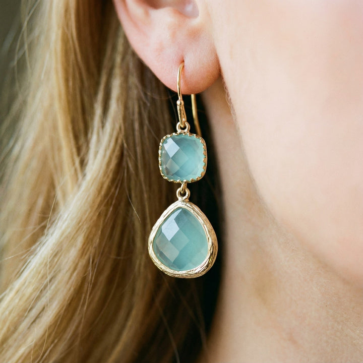 Vintage Turquoise and Moonstone Earrings