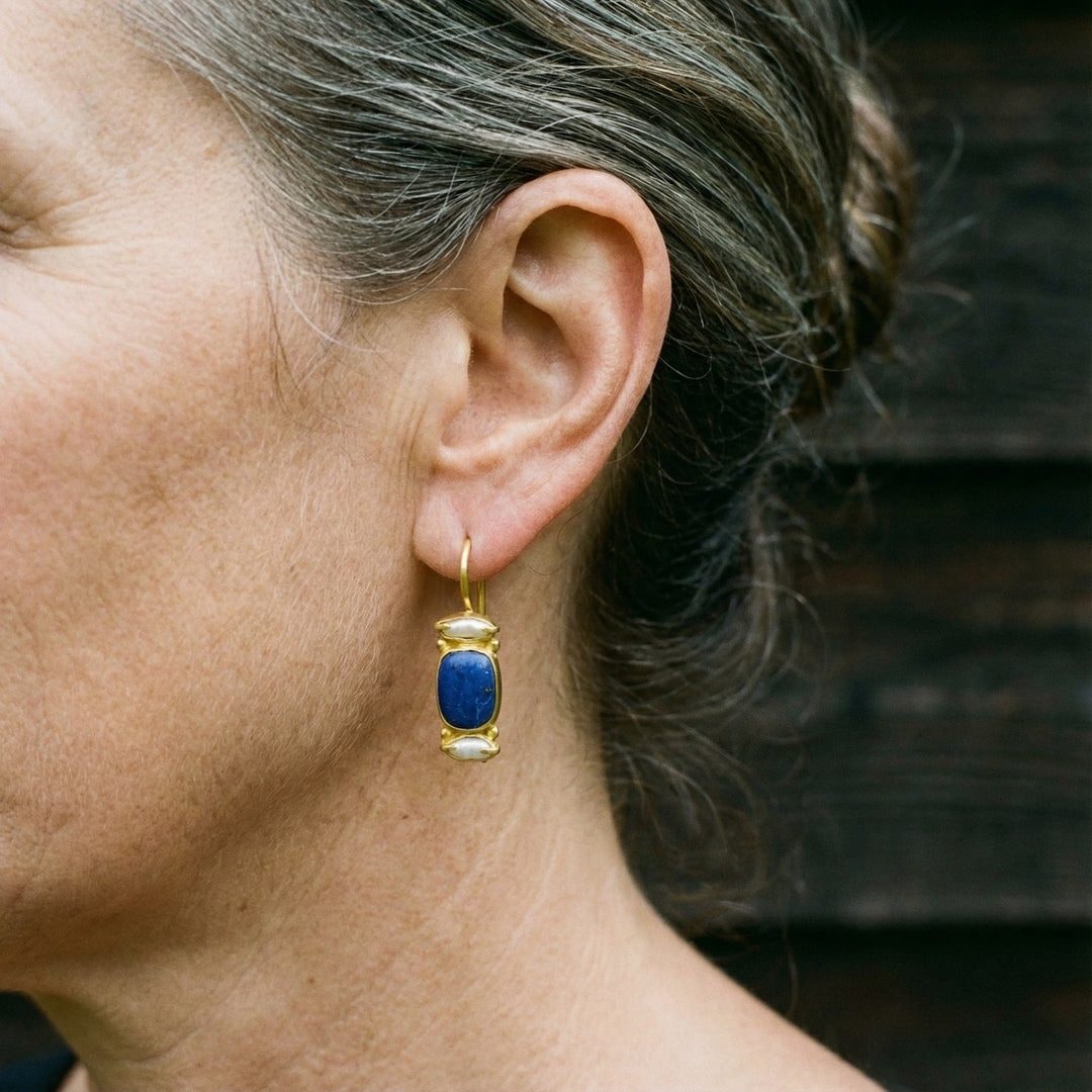 Blue and Gold Vintage Earrings
