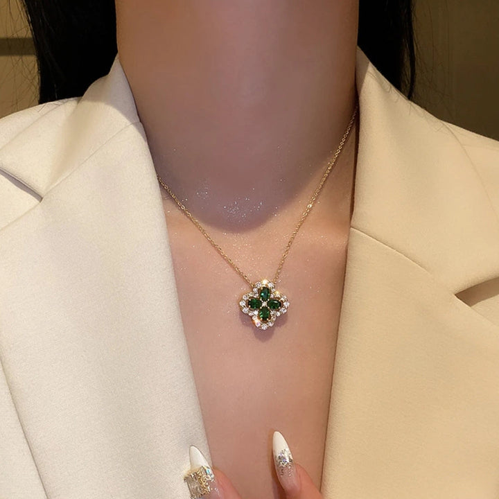 Gold Emerald Clover Necklace