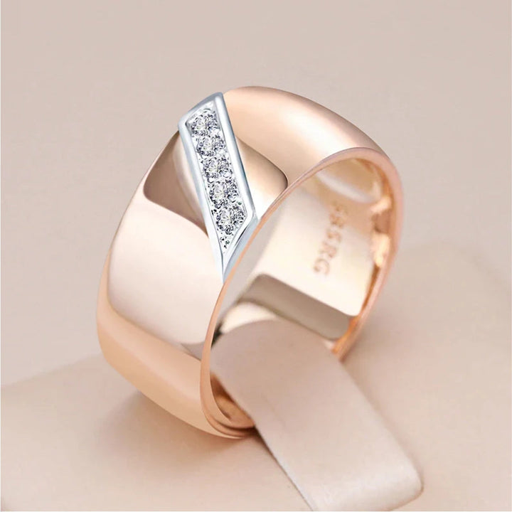 Chic Gold Thick Ring with Zirconia Accents