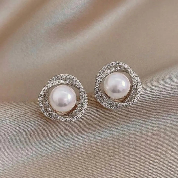Elegant Pearl Spiral Earrings