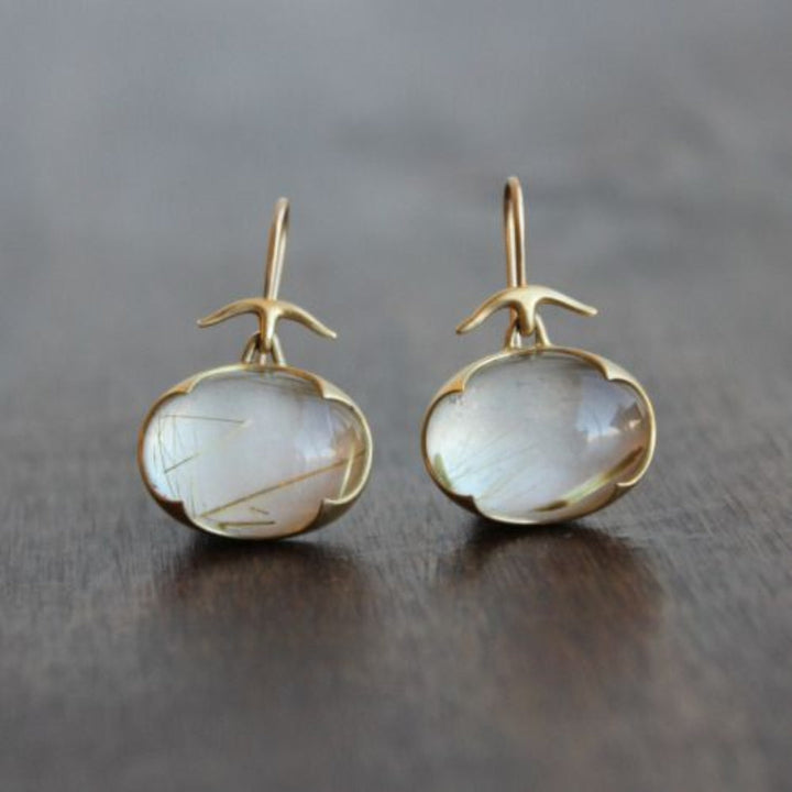 Vintage Moonstone Gold Earrings