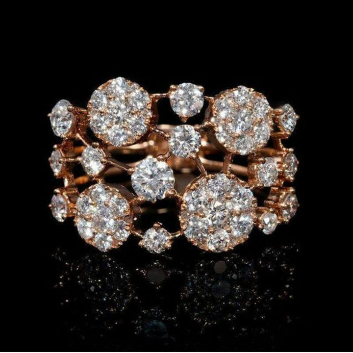Vintage Rose Gold Ring with Dazzling Inlaid Stones