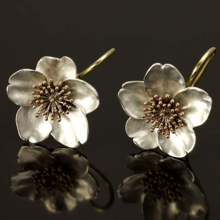 Vintage Floral Silver and Gold Earrings