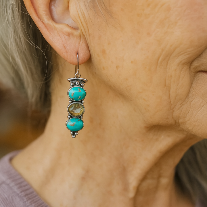 Natural Turquoise Vintage Drop Earrings