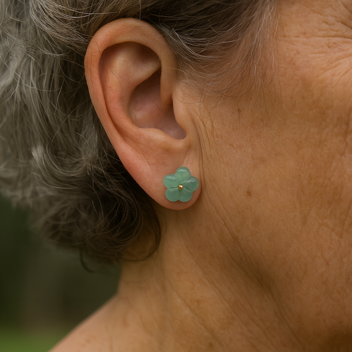 Vintage Flower-Shaped Turquoise Crystal Earrings
