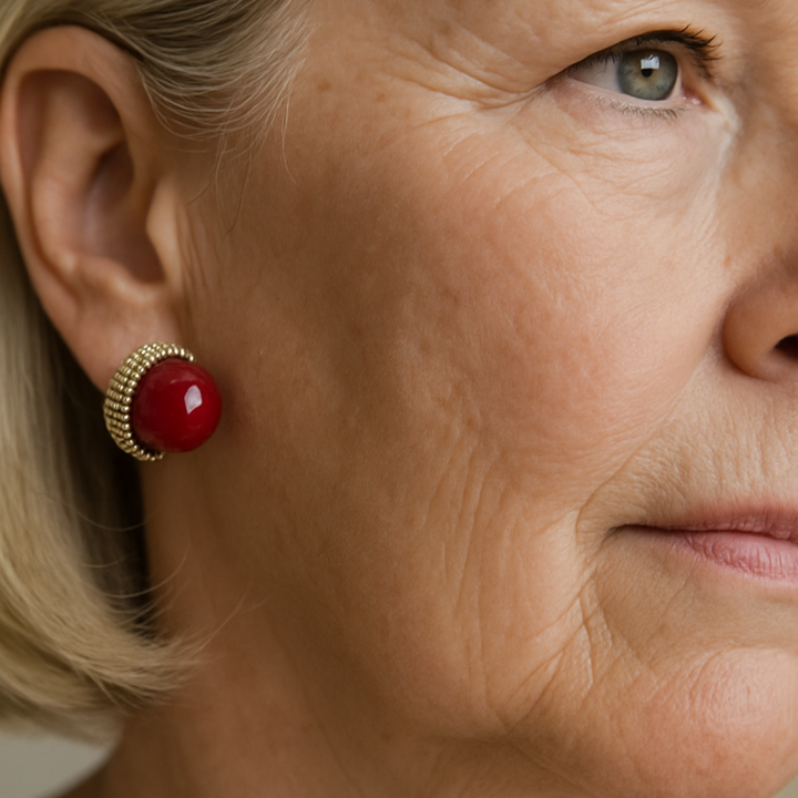 Red Hazelnut Pearl Earrings