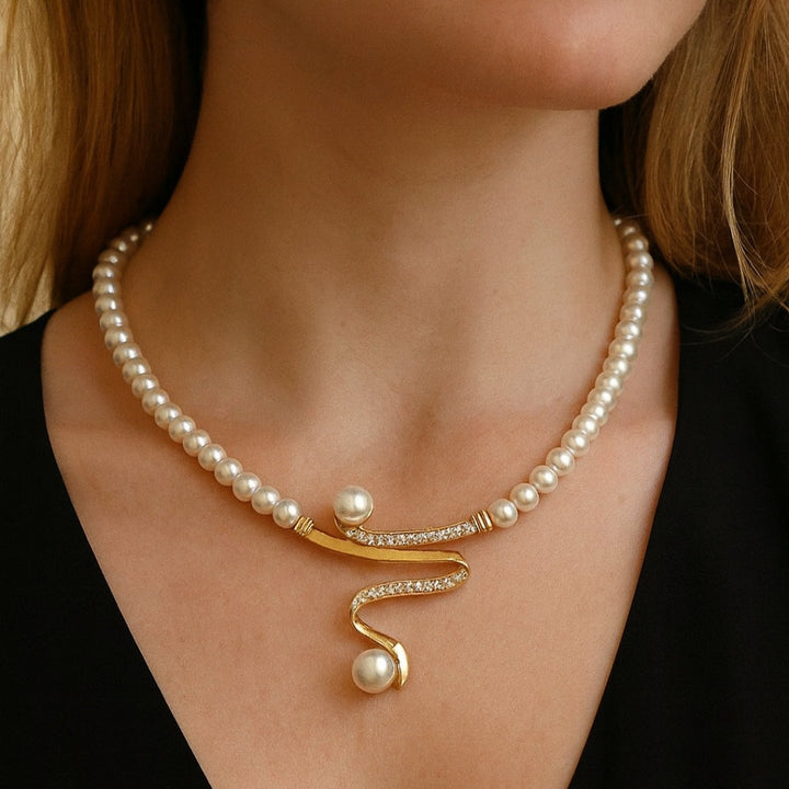 Natural Pearl Necklace and Earring Set
