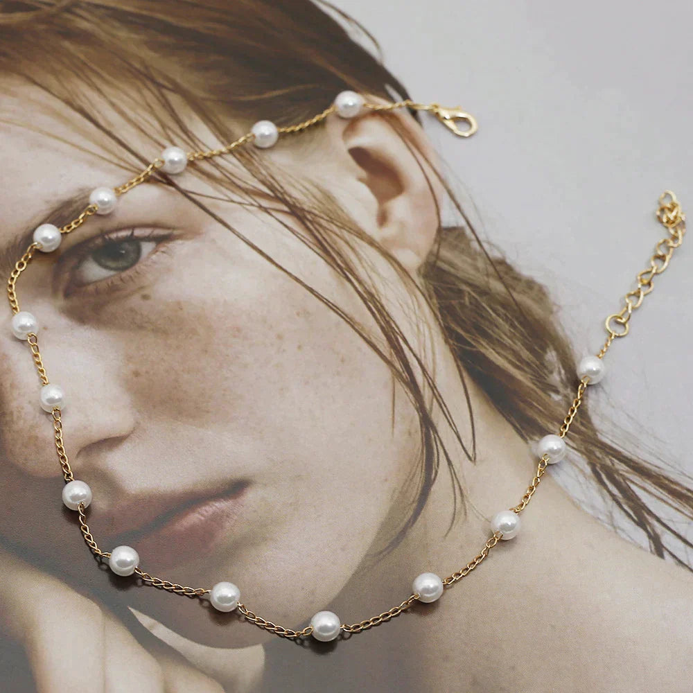 Gold Small Pearl Choker