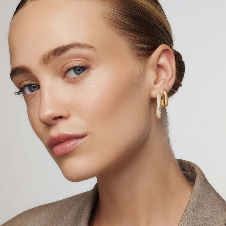 Gold Large Diamond Icon Hoop Earrings