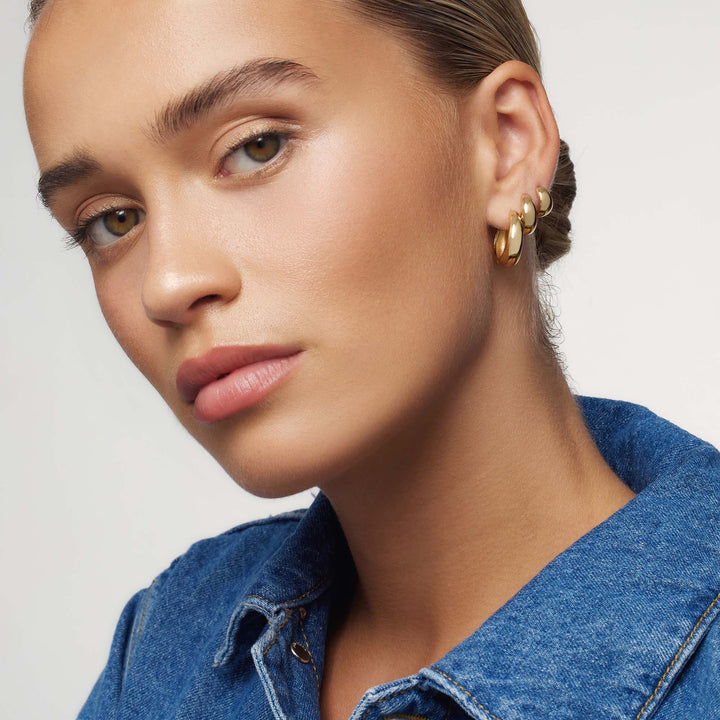 Gold Queen Hoop Earrings