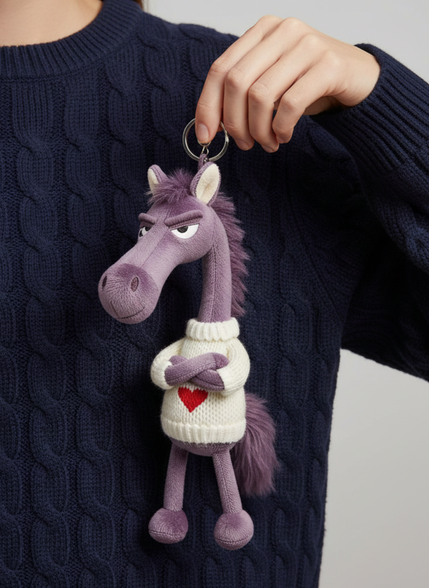 Sassy Horse Purple & White Keychain