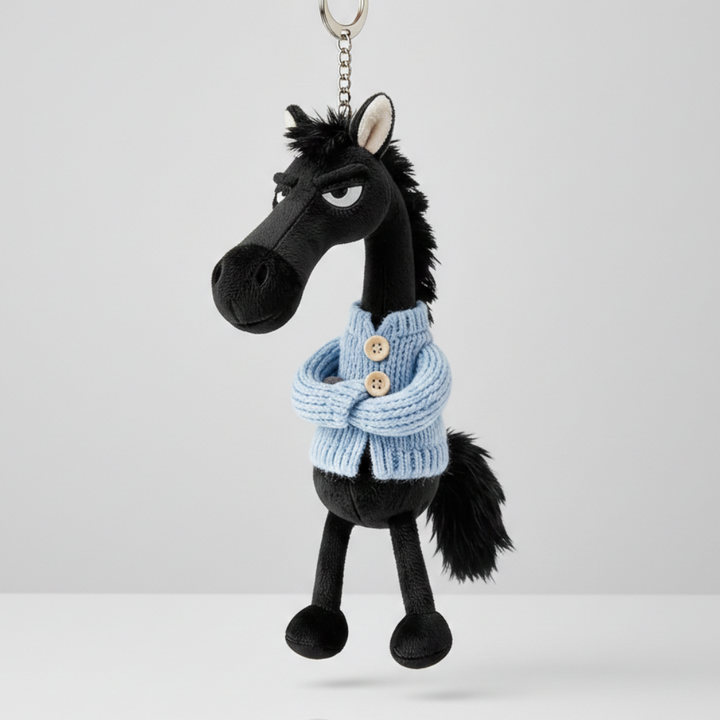 Cheeky Horse Black & Blue Keychain
