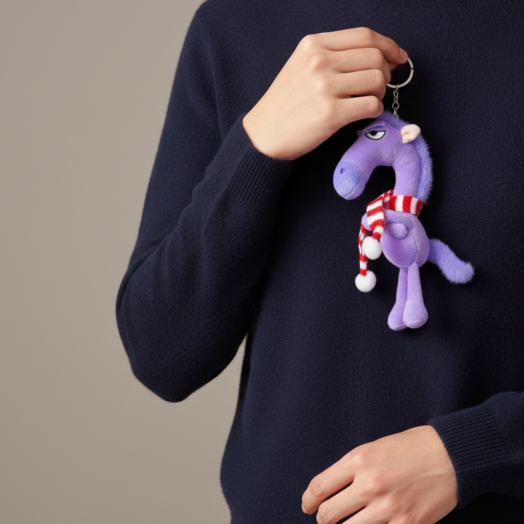 Cheeky Horse Purple & Red Keychain