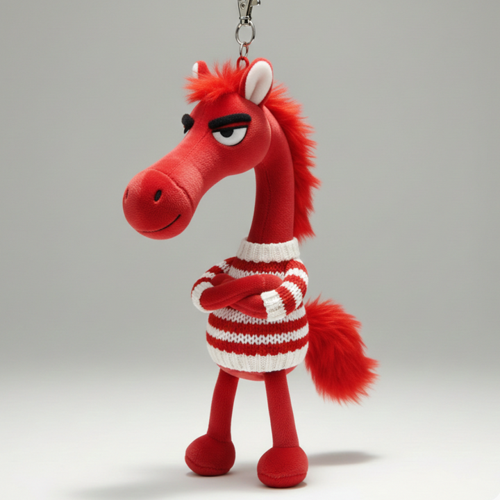 Cheeky Horse Red & White Heart Keychain