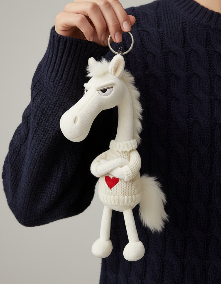 Sassy Horse Heart Keychain - White