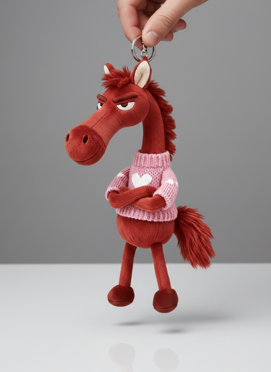 Cheeky Horse Red & Pink Keychain