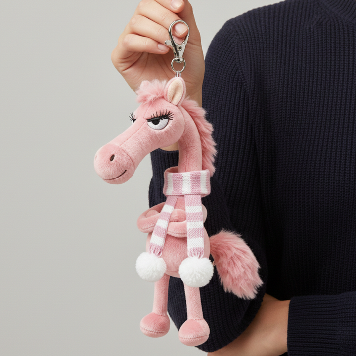 Cheeky Horse Pink & White Keychain