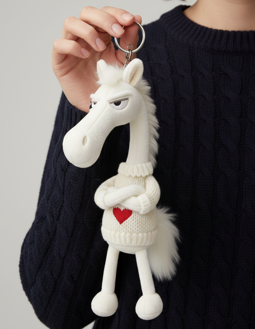 Sassy Horse Heart Keychain - White