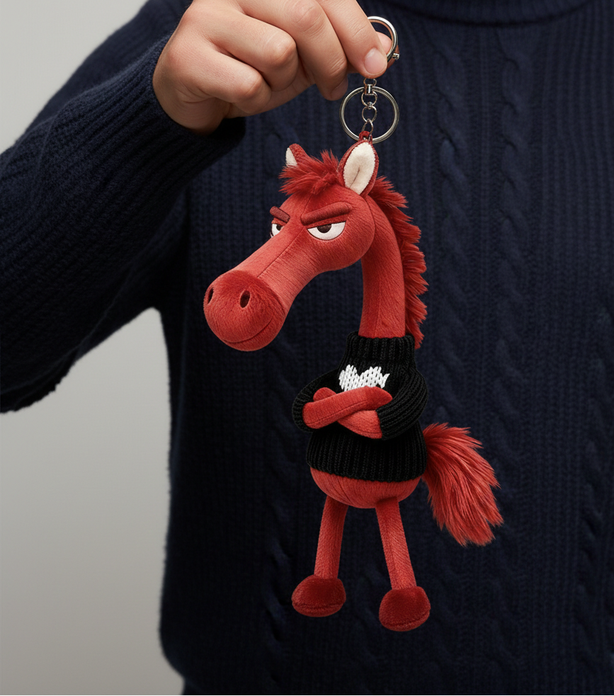 Cheeky Horse Red & Black Keychain