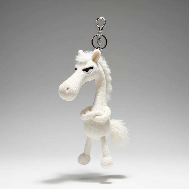 Cheeky Horse White Keychain