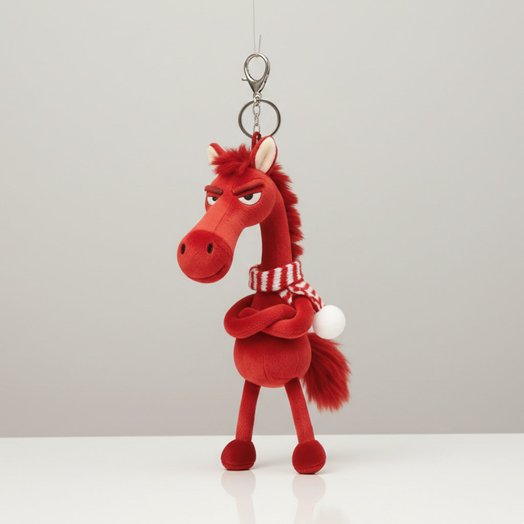 Cheeky Horse Red & White Keychain