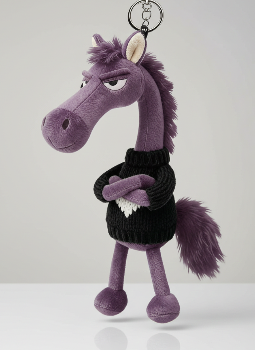 Cheeky Horse Purple & Black Keychain
