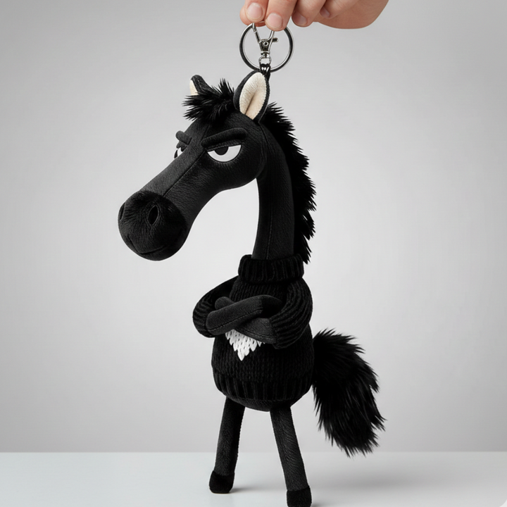Cheeky Horse Heart Keychain - Black