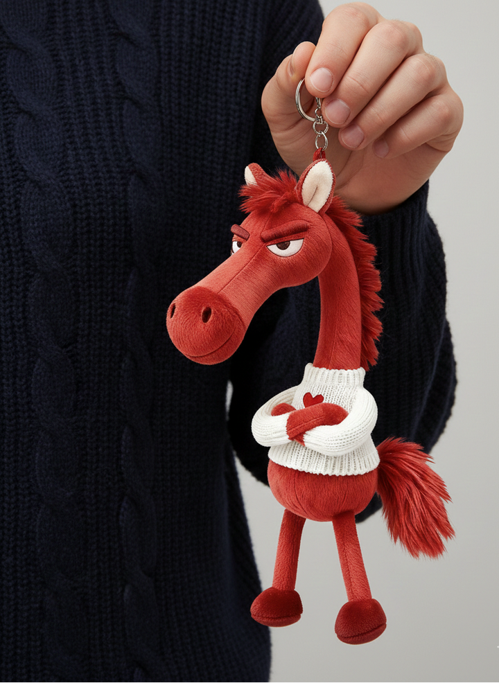 Cheeky Horse Red & White Heart Keychain