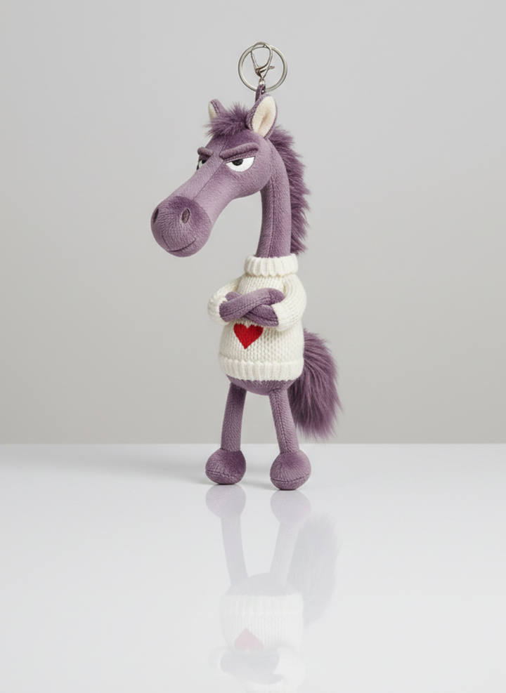Sassy Horse Purple & White Keychain