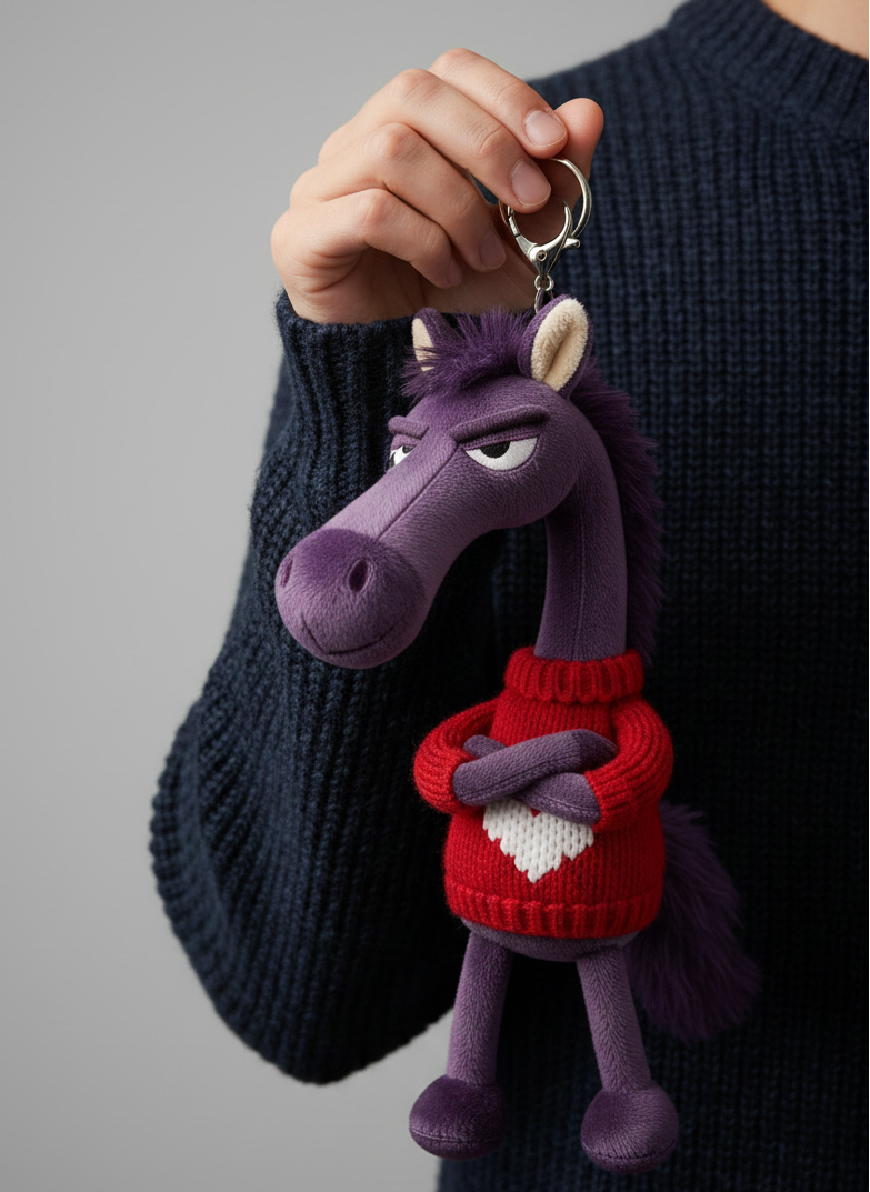 Sassy Horse Heart Keychain - Purple & Red