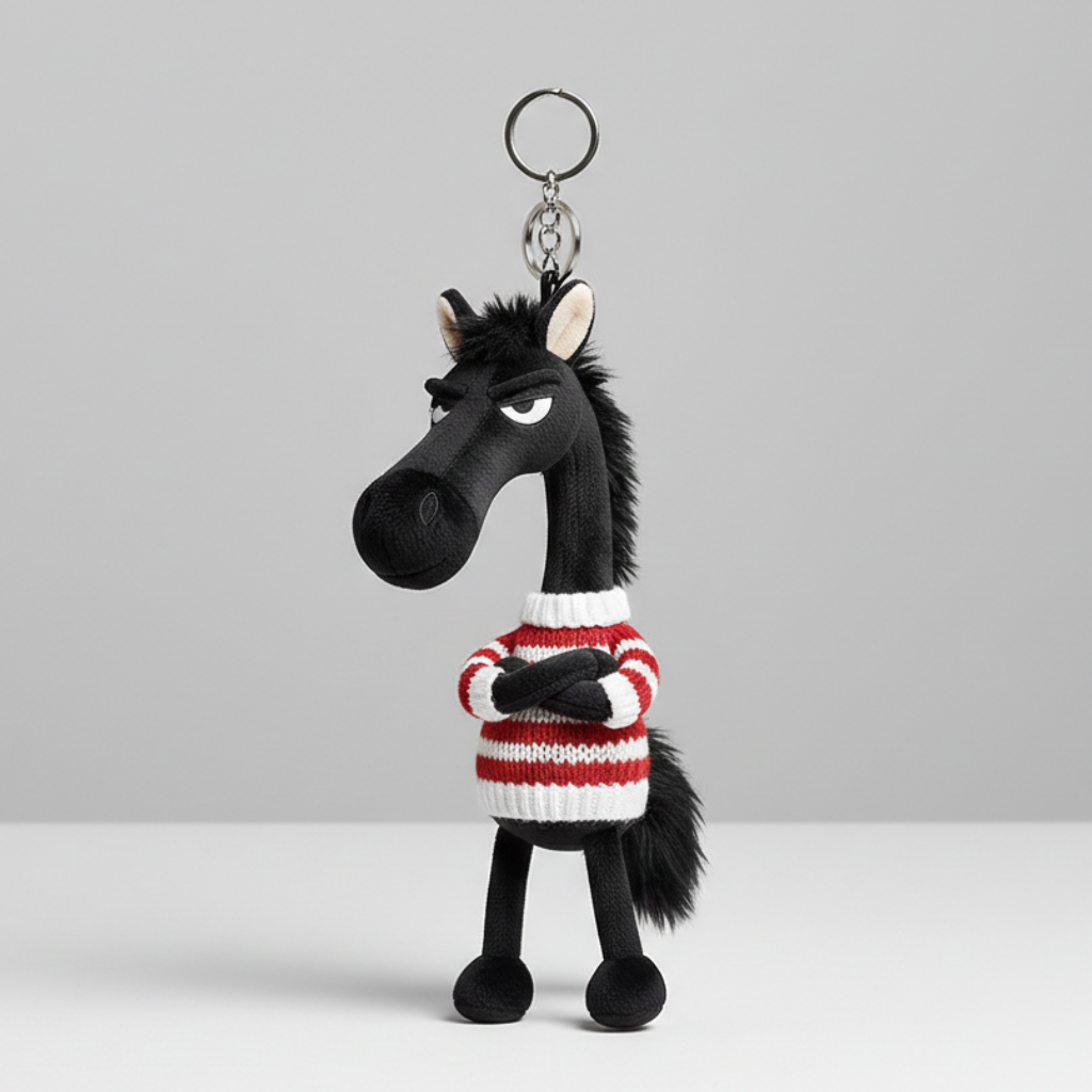 Sassy Horse Black & White Keychain