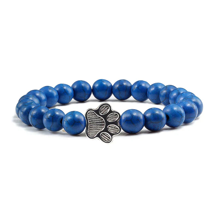 Natural Stone Bead Paw Bracelet