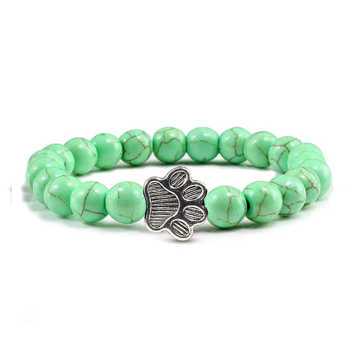 Paw Print Natural Stone Bead Bracelet
