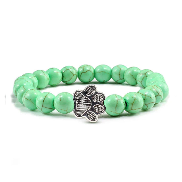 Natural Stone Bead Paw Bracelet
