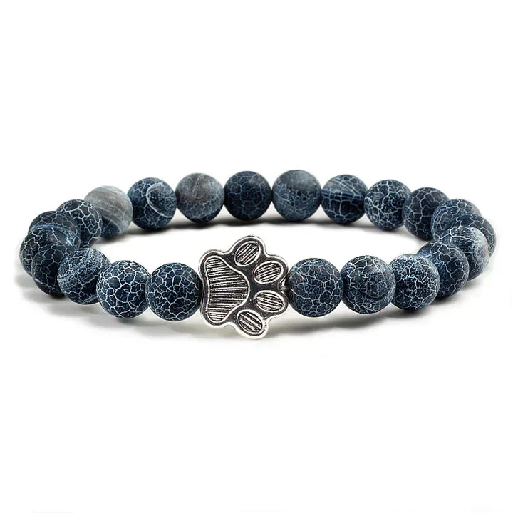 Paw Print Natural Stone Bead Bracelet
