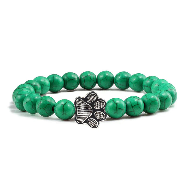 Natural Stone Bead Paw Bracelet