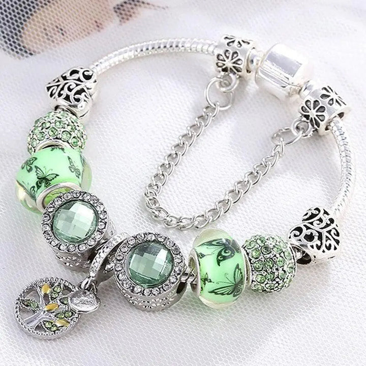 Silver & Green Crystal Bracelet
