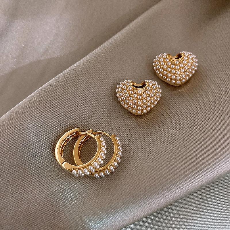 Gold Love Pearl Earrings