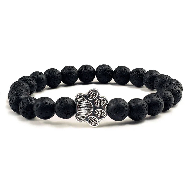 Paw Print Natural Stone Bead Bracelet