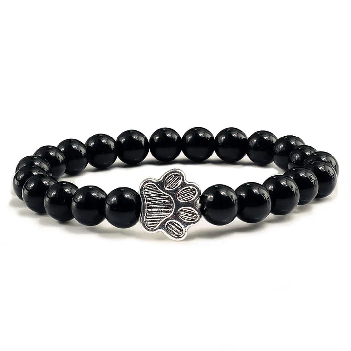 Paw Print Natural Stone Bead Bracelet