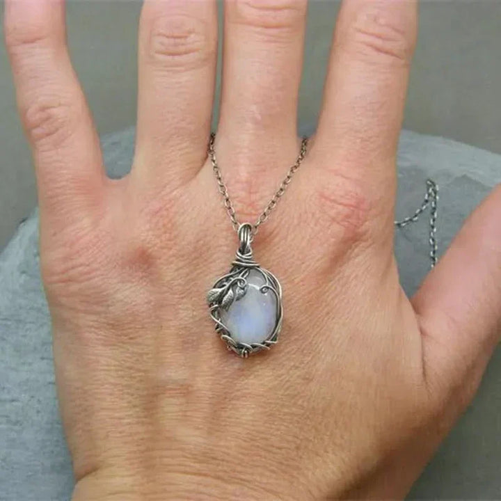Moonstone Wire Pendant Necklace