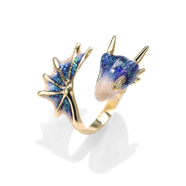 Adjustable Hand-Painted Enamel Dragon Ring