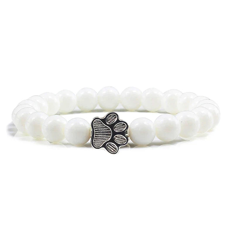 Paw Print Natural Stone Bead Bracelet